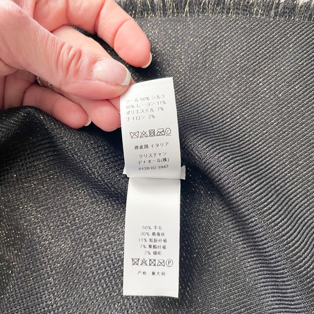 Christian Dior Cannage Metallic Shimmer Shawl Scarf Stole - Picture 13 of 16